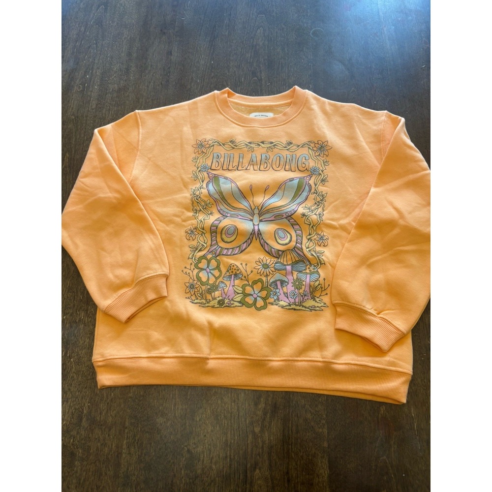 Billabong Girls Nature Trail Pullover Crewneck Sweatshirt Orange Medium/10